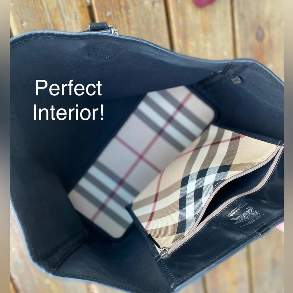 BURBERRY NOVA CHECK Shopper/Footed TOTE🔥HUGE!🔥PVC/Leather w/pouch🔥HOT ITEM!🔥 - Picture 7 of 15